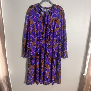 Eloquii Plus Size 18 Purple Long Sleeve A-Line Dress Stretch